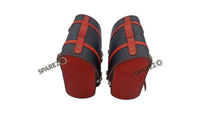 For Royal Enfield Classic 650 Genuine Leather Pannier Saddle Bags Red Black and Mounting