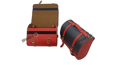 For Royal Enfield Classic 650 Genuine Leather Pannier Saddle Bags Red Black and Mounting
