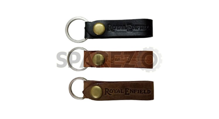 Royal Enfield 3 Unit Embossed Leather Key Ring - SPAREZO