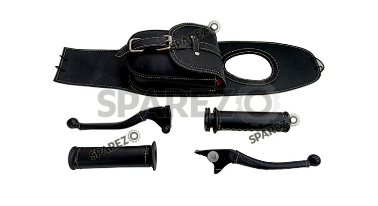 Royal Enfield Classic 350cc 500cc Fuel Gas Tank Belt With Grip Set and Lever Set Black - SPAREZO