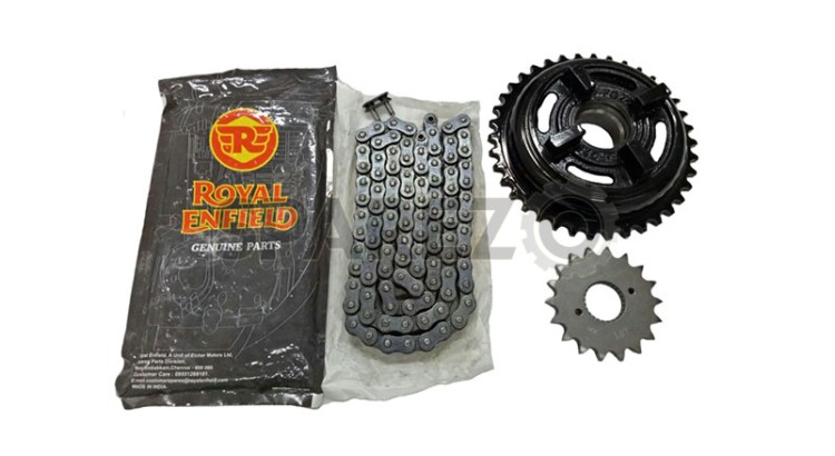 New Royal Enfield Complete Chain Sprocket Assembly For Classic 500cc Model #597462 - SPAREZO