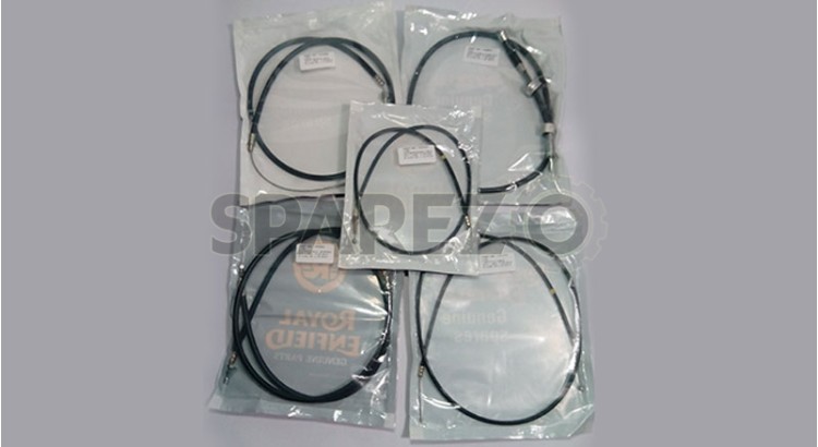 Royal Enfield Cable Kit Black Including Speedo Cable - Set of 5 Cables - SPAREZO