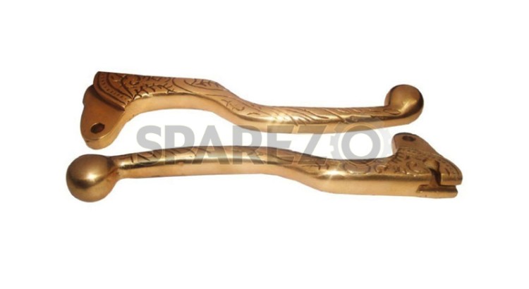 Royal Enfield Brass Engrave Brake & Clutch Levers Etched 7/8" Handlebar - SPAREZO