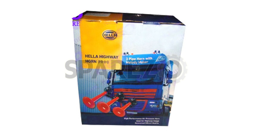 Hella Highway Horn 24 Volt 3 Pipe With 5 Melody Maker - Sparezo