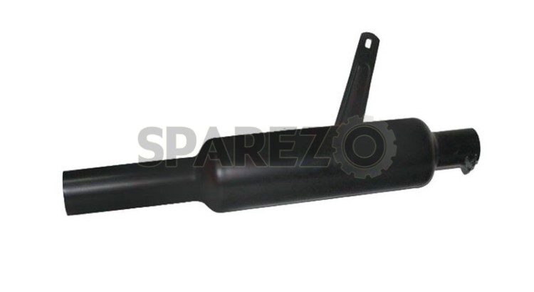 Royal Enfield Black powder Coated 500cc Short Exhaust Silencer & Bracket - SPAREZO