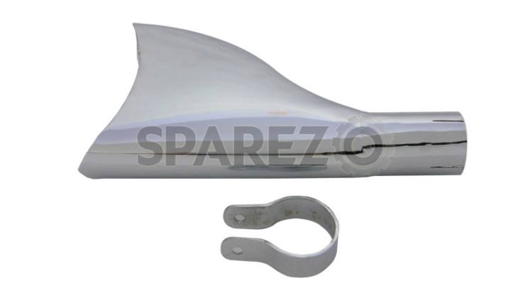 Vintage Universal Royal Enfield Exhaust Silencer Fish Tail end 350cc Cap - SPAREZO