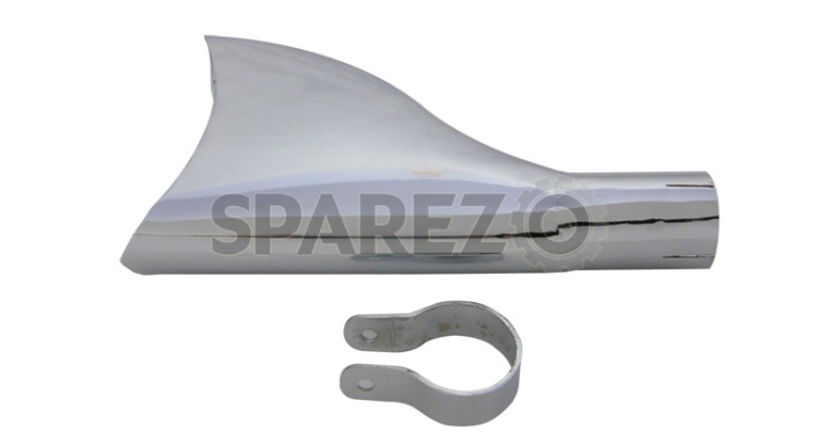 Vintage Universal Royal Enfield Exhaust Silencer Fish Tail end 350cc Cap - SPAREZO