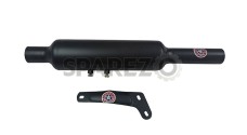 Royal Enfield Black powder Coated 500cc Short Exhaust Silencer And Bracket