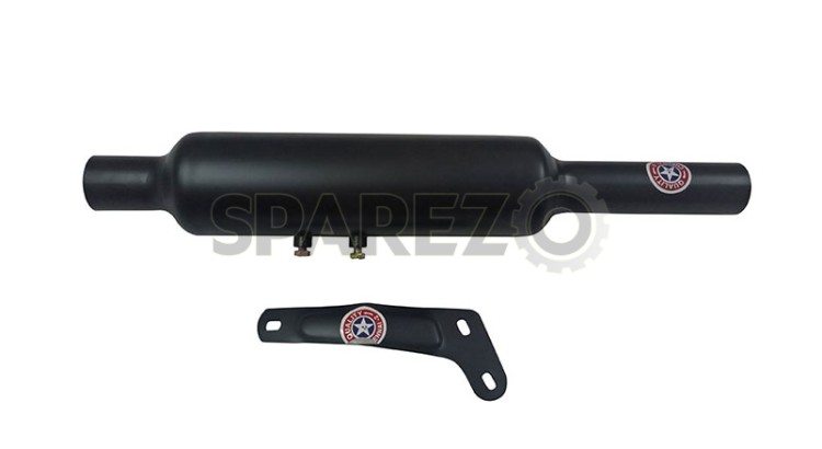 Royal Enfield Black powder Coated 500cc Short Exhaust Silencer And Bracket - SPAREZO