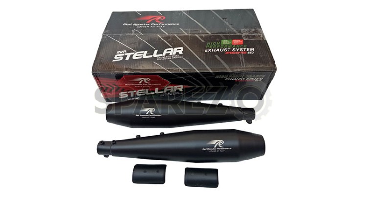 Royal Enfield Interceptor 650 Red Rooster Exhaust Silencer Black - SPAREZO