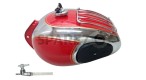 Royal Enfield Chrome Red Petrol Tank With Grill and Knee Pad - SPAREZO