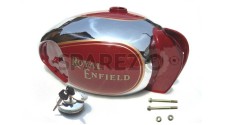 Royal Enfield Customized Red and Chrome Tank With Kneepad - SPAREZO