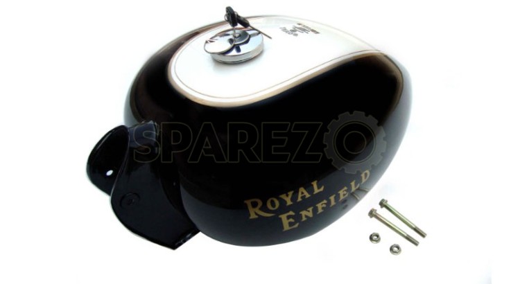 Royal Enfield Heavy Duty Trail Petrol Tank Black and White Customized - SPAREZO