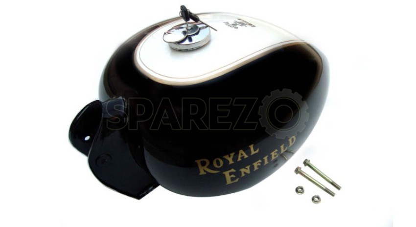 Royal Enfield Heavy Duty Trail Petrol Tank Black and White Customized -  Sparezo