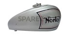 New Norton ES2 Silver Painted Petrol Tank With 2 Side Holes For Knee Pads + Cap - SPAREZO