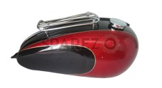New Triumph T150 Black And Cherry Painted Petrol Tank With Grill Rack And Cap - SPAREZO