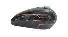 New Triumph T140 Black Painted Fuel Tank (Reproduction) With Chrome Cap and Tap - SPAREZO