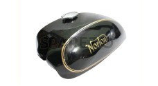 Norton Commando 750 850 Interstate Black Steel Fuel Gas Tank + Cap - SPAREZO