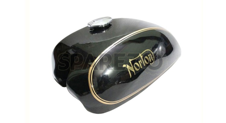 Norton Commando 750 850 Interstate Black Steel Fuel Gas Tank + Cap - SPAREZO