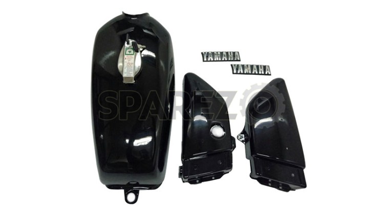 Yamaha RX100 RX125 Petrol Fuel Gas Tank With Chrome LID Cap & Side Panels - SPAREZO