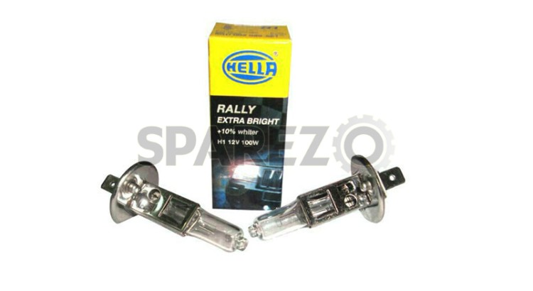 Pair Of Hella Rally Extra Bright 10% Whiter H1 Bulb 12v 100w - SPAREZO