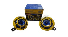 Hella 12V Yellow Grill Panther Dual Sharp Tone Horn Set 415/385HZ - SPAREZO