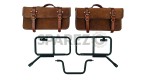 Royal Enfield Himalayan Pannier Rails and Leather Bags Pair Brown Tan - SPAREZO