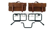 Royal Enfield Himalayan Pannier Rails and Leather Bags Pair Brown Tan - SPAREZO