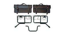 Royal Enfield Himalayan Pannier Rails and Leather Bags Pair Black - SPAREZO