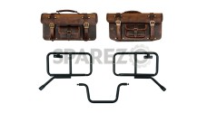 Royal Enfield Himalayan Pannier Rails and Leather Bags Pair Brown