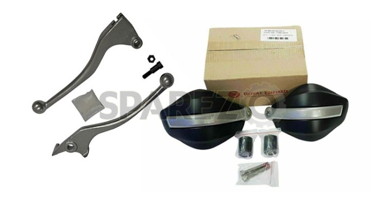 Royal Enfield Himalayan Hand Guard Kit and Clutch & Brake Lever Silver - SPAREZO