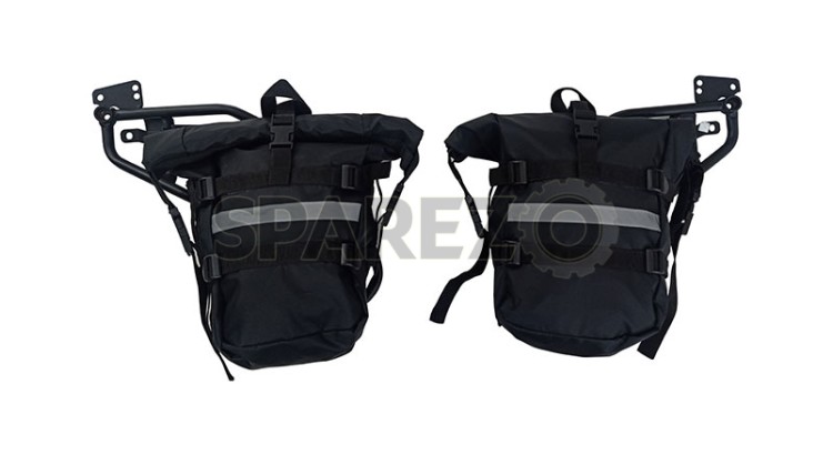 Royal Enfield Himalayan 411cc Top Frame Canvas Luggage Bags Pair Black - SPAREZO