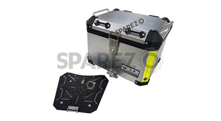 Royal Enfield Himalayan BS3 - BS4 - BS6  Aluminium Pannier Luggage Top Box Silver - SPAREZO