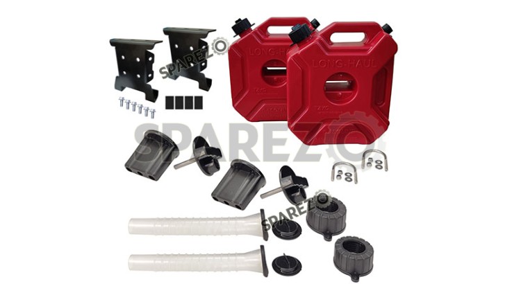 Royal Enfield Himalayan 411 cc BS4 Red Color LH and RH Jerry Can Pair With Mount - SPAREZO