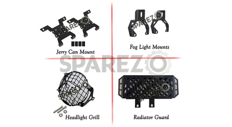 Royal Enfield Himalayan BS6 Jerry Mount Fog Mount Radiator Guard and Light Grill - SPAREZO