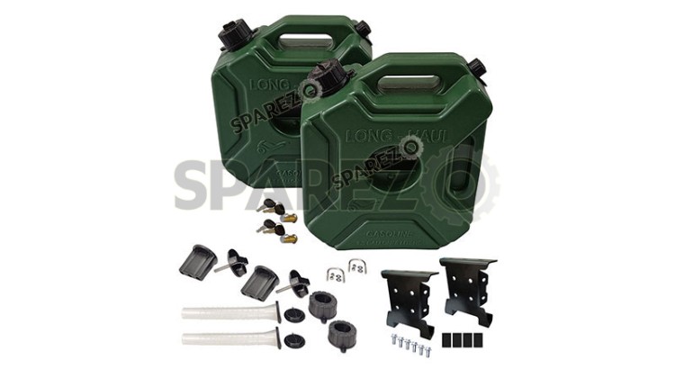 Royal Enfield Himalayan 411 cc BS4 LH-RH Jerry Can Pair With Mount Green Color - SPAREZO