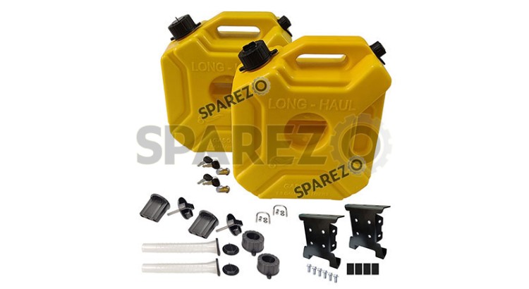 Royal Enfield Himalayan 411 BS4 LH-RH Jerry Can Pair With Mount Yellow Color - SPAREZO