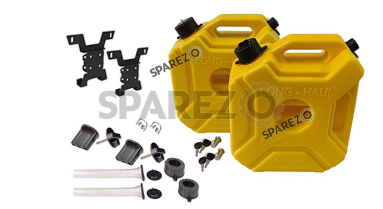 Royal Enfield Himalayan 411 BS6 LH-RH Jerry Can Pair With Mount Yellow Color - SPAREZO