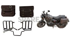 Royal Enfield Hunter 350 Leather Saddle Bags Rusty Brown With Mounting Pair