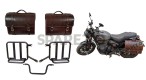 Royal Enfield Hunter 350 Leather Saddle Bags Antique Color With Mounting Pair - SPAREZO