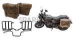 Royal Enfield Hunter 350 Leather Saddle Bags Dust Color With Mounting Pair - SPAREZO