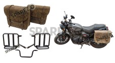 Royal Enfield Hunter 350 Leather Saddle Bags Dust Color With Mounting Pair - SPAREZO