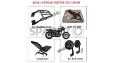 Royal Enfield Hunter 350 Luggage Rack Tail Tidy Sumpguard and Bar End Mirrors - SPAREZO