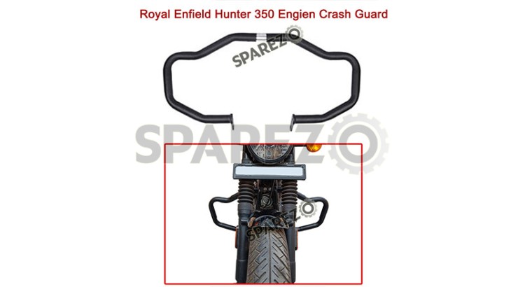 Royal Enfield Hunter 350 Engine Crash Guard Assembly Black - SPAREZO