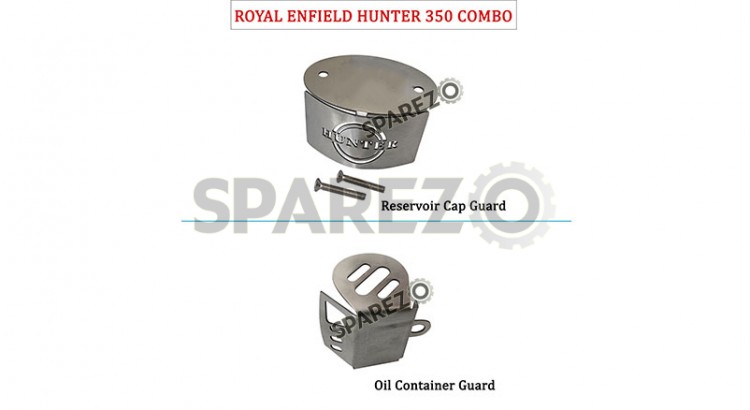 Royal Enfield Hunter 350 Oil Container Guard and Reservoir Cap Silver - SPAREZO