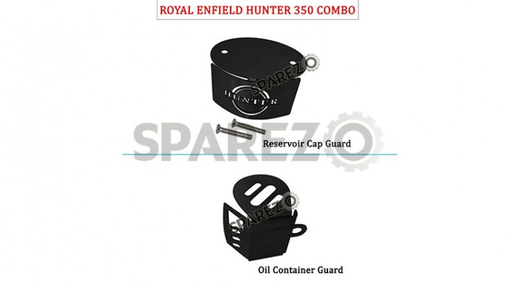 Royal Enfield Hunter 350 Oil Container Guard and Reservoir Cap Black  - SPAREZO