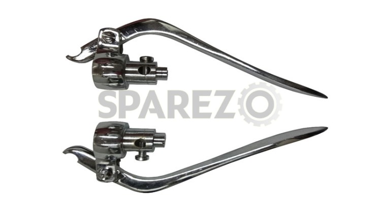 Chrome Inverted Reverse Levers 7/8" Handle Bar BSA Norton Bobber Triumph Enfield - SPAREZO