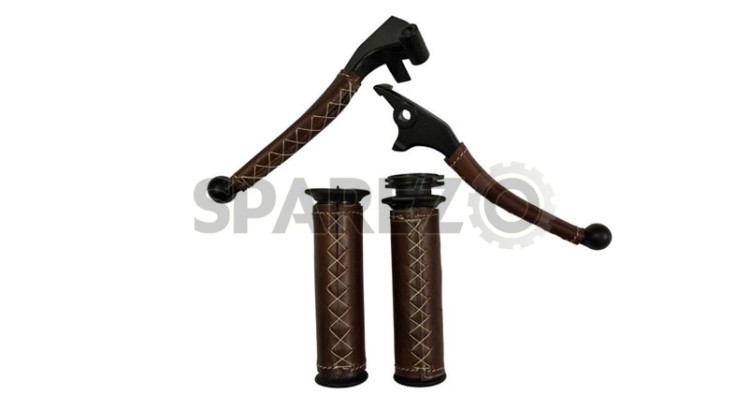 Royal Enfield Classic Clutch Brake Lever & Grip Set Dark Brown Color - SPAREZO