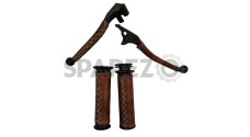 Royal Enfield Classic Clutch Brake Lever & Grip Set Cherry Brown Color - SPAREZO