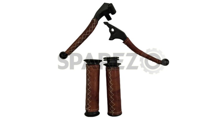 Royal Enfield Classic Clutch Brake Lever & Grip Set Cherry Brown Color - SPAREZO